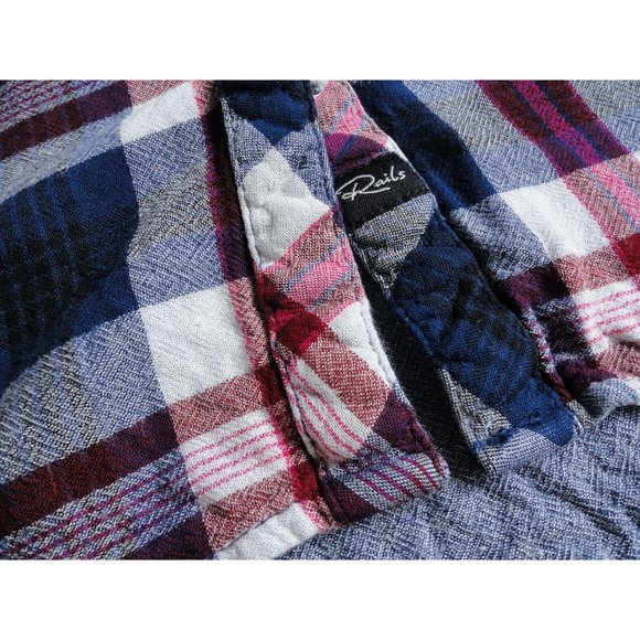 Rails Double Layer Red and Blue Plaid Flannel - Size M - Picture 2 of 7